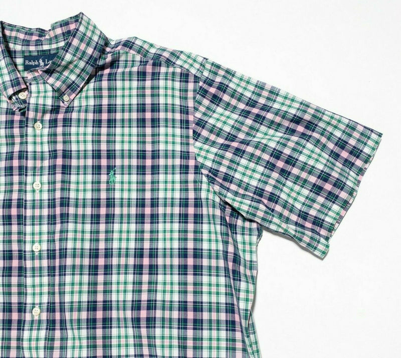 Polo Ralph Lauren XL Classic Fit Men's Button-Down Shirt Green Pink Plaid Pony