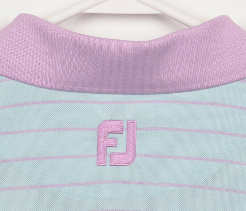 FootJoy Men's XL Blue Striped Purple/Pink Collar FJ Golf Polo Shirt Legend Trail