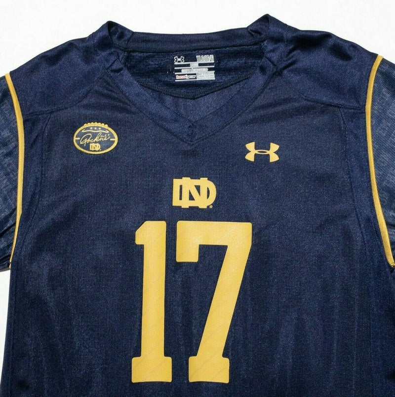 Notre Dame Football Jersey Youth Large Under Armour HeatGear Knute Rockne Blue