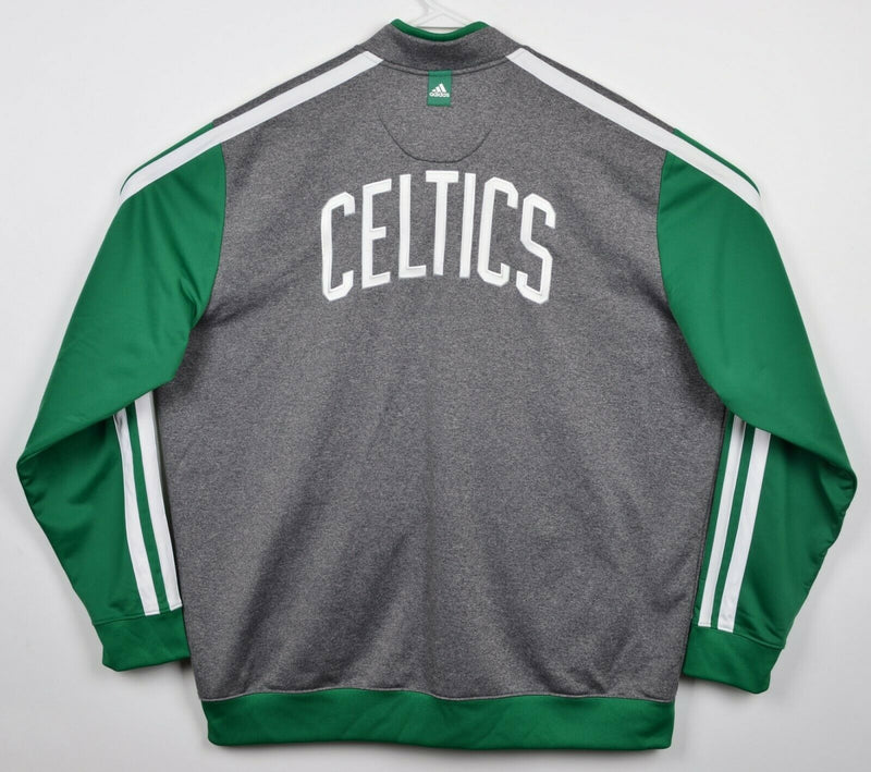 Boston Celtics Men's 2XL Adidas Heather Gray Green NBA Full Zip Track Jacket