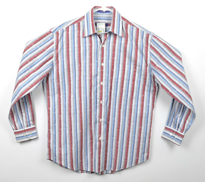 Alan Flusser Men's Sz Small Paisley Striped Long Sleeve Button-Front Shirt NWT