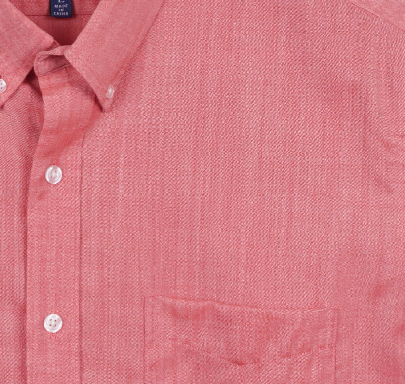 Wool & Prince Men's Large 100% Worsted Wool Pink/Red Button-Down Flannel Shirt