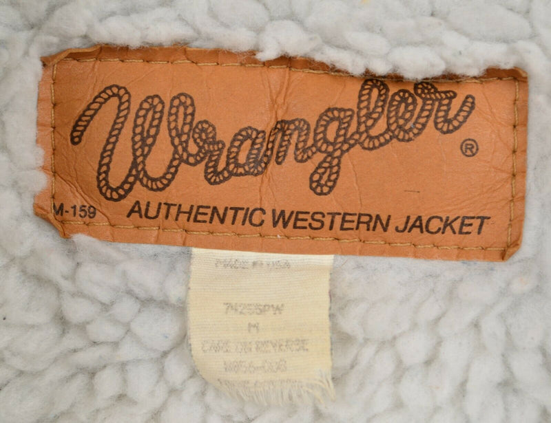 Vintage 80s Wrangler Men's Medium Sherpa Lined Denim Western Trucker Jacket