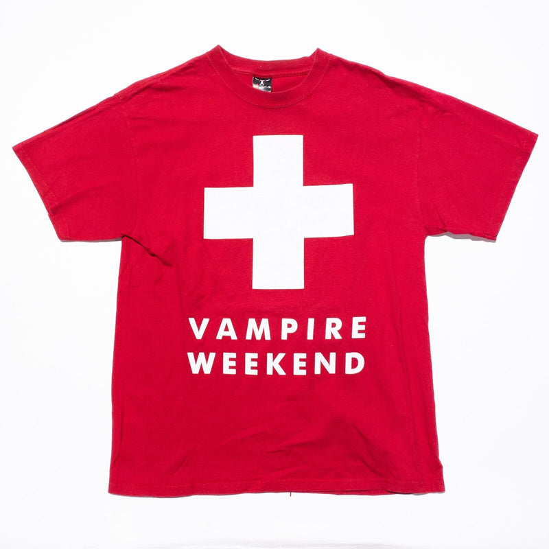 Vampire Weekend T-Shirt Men's Large Red Cross Logo Lifeguard Y2K Tour Concert