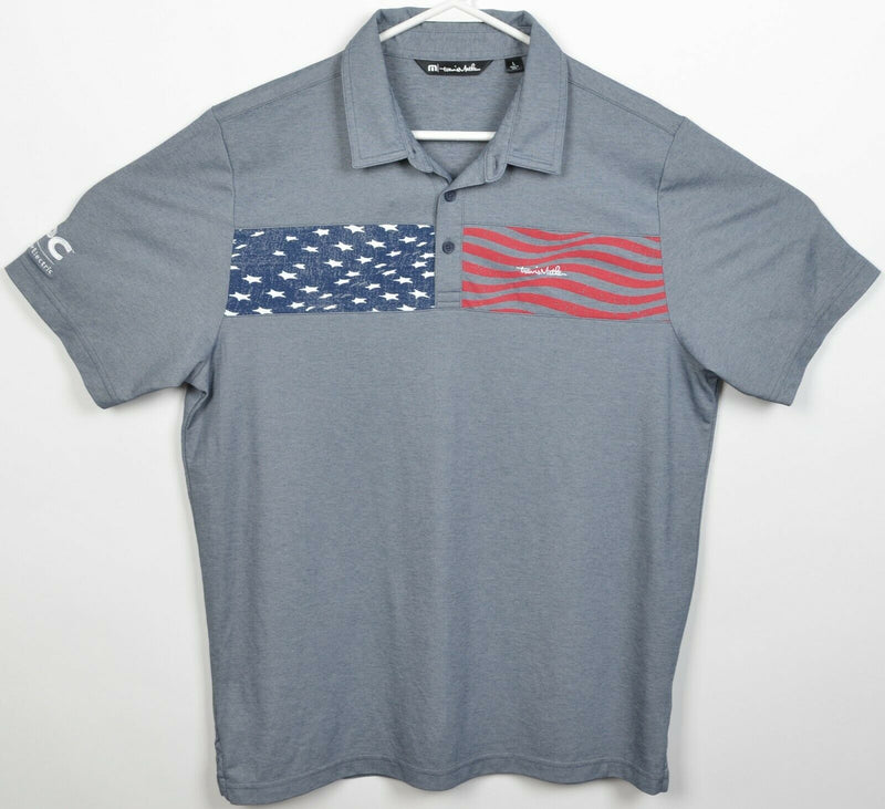 Travis Mathew Men's Large Patriotic Stars Stripe USA Flag Golf Polo Shirt