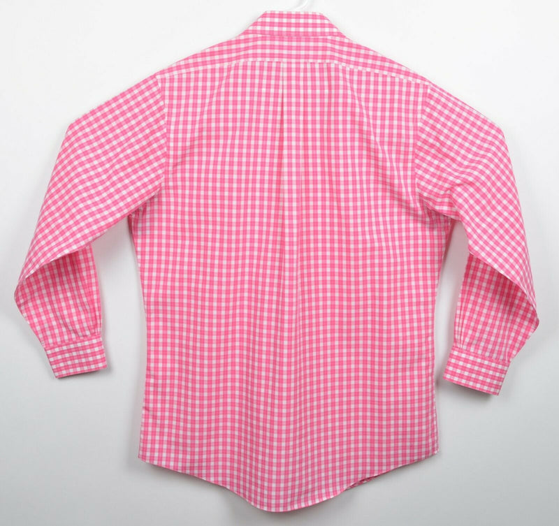 Brooks Brothers Men's Sz 16-2/3 Slim Fit Non-Iron Pink Plaid Check Dress Shirt