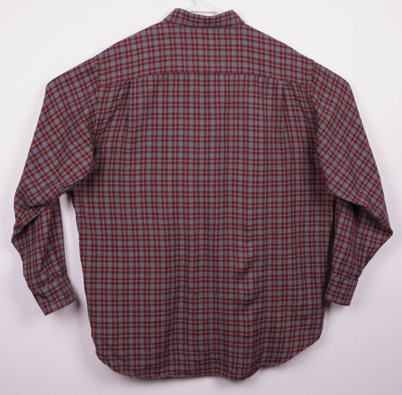Orvis Signature Men's XL Silk Wool Blend Red Plaid Flannel Button-Down Shirt