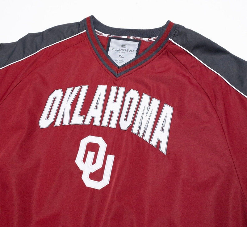 Oklahoma Sooners Jacket Men's XL Colosseum Windbreaker Pullover Red Gray College