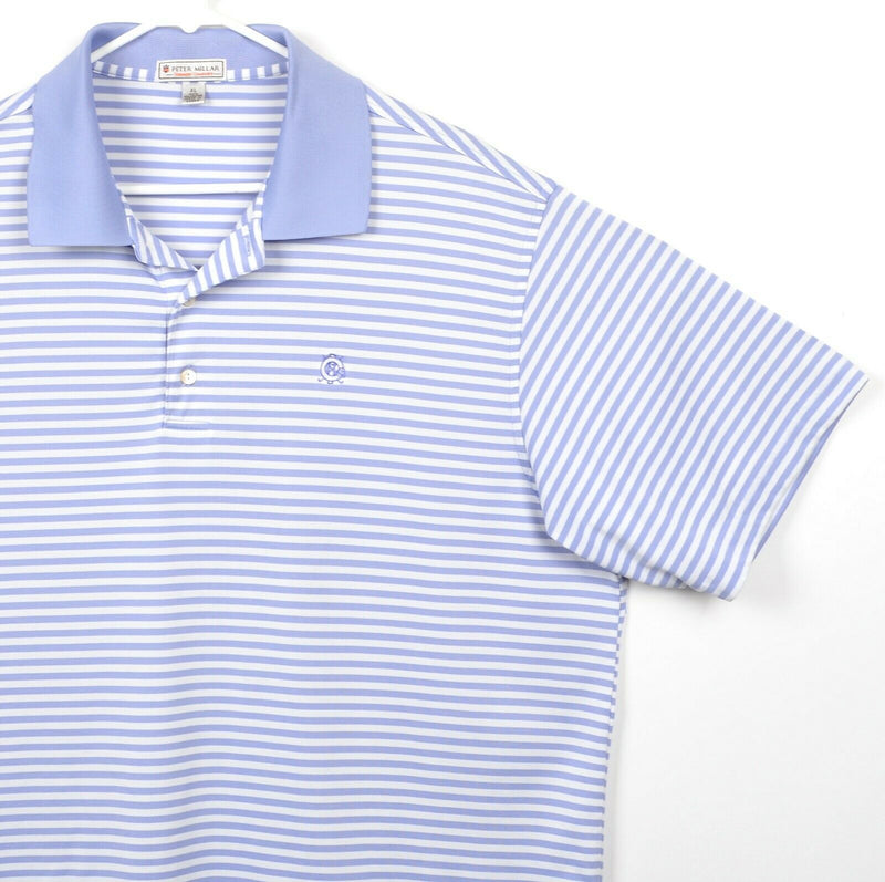Peter Millar Men's Sz XL Summer Comfort Lavender Purple Striped Golf Polo Shirt