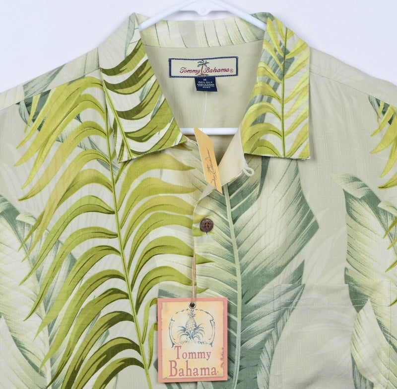 Tommy Bahama Men's Sz Medium 100% Silk Floral Palm Windward Camp Hawaiian Shirt