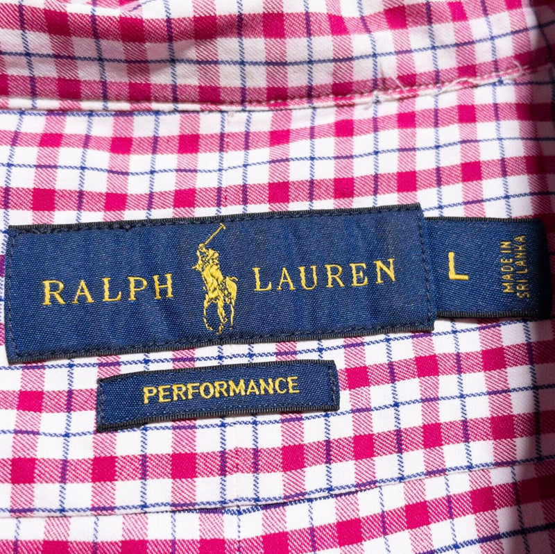 Polo Ralph Lauren Performance Shirt Men's Large Nylon Wicking Button-Down Red