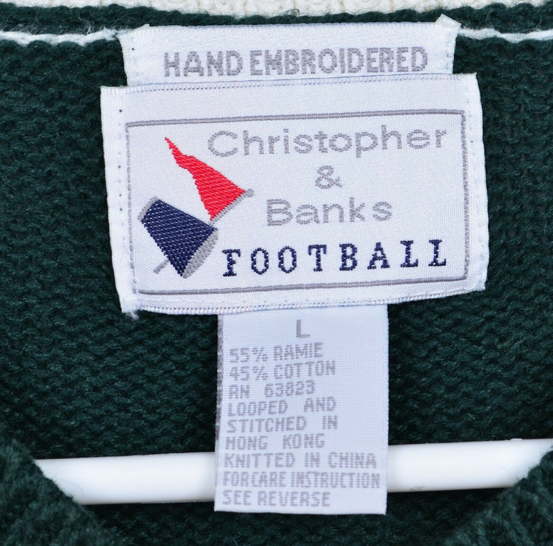 Green Bay Packers Women's Large Christopher & Banks Football Cardigan Sweater