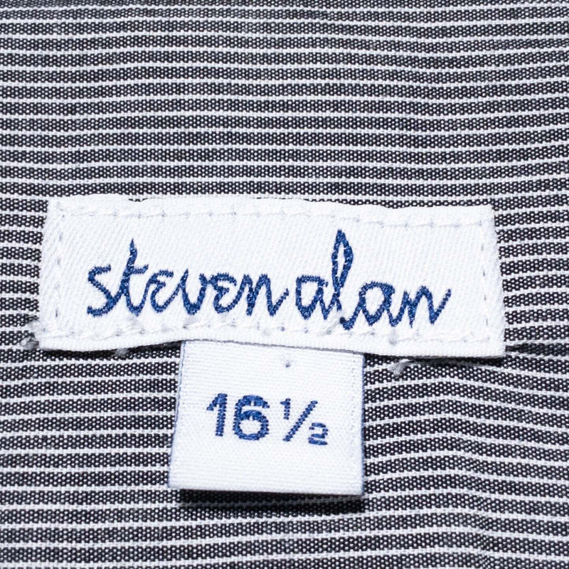 Steven Alan Shirt Men's 16.5 (Large) Button-Up Gray Striped Loop Collar USA Made