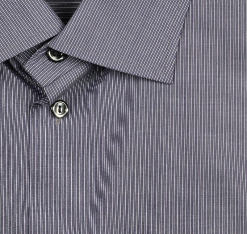 ETON Classic Men's 48/19 Purple Micro-Striped Button-Front Dress Shirt