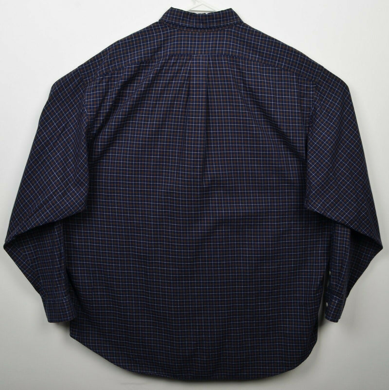 Polo Ralph Lauren Men 2XL Navy Blue Plaid "Blake" Long Sleeve Button-Down Shirt