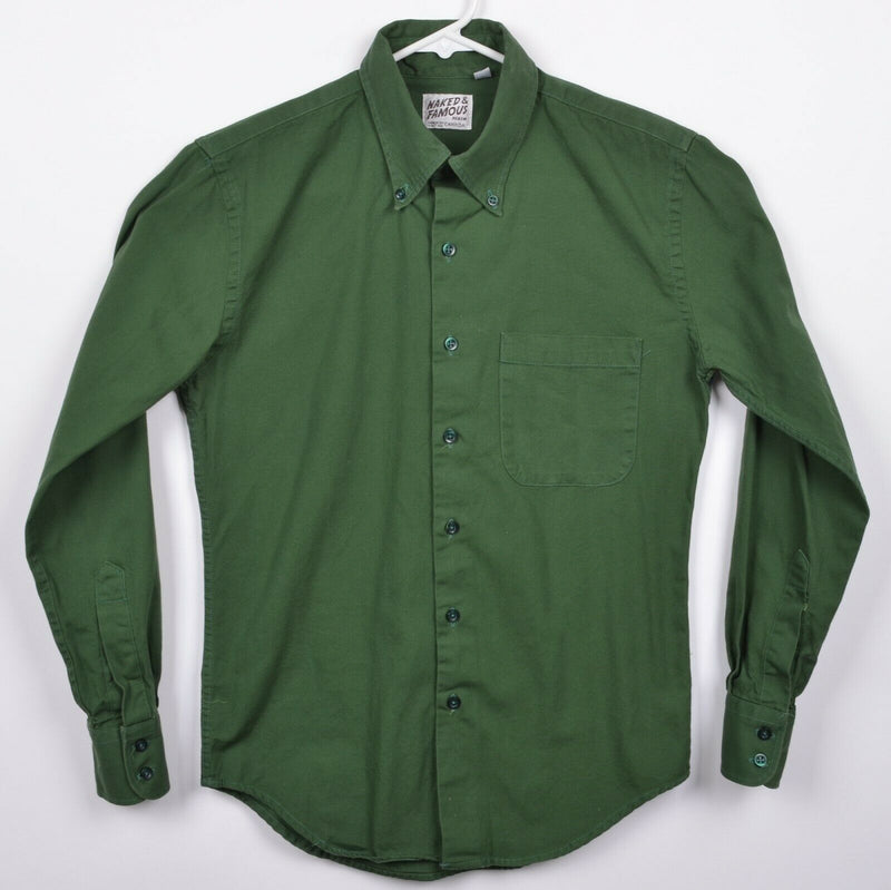 Naked & Famous Denim Men's Small Solid Green Canada Button-Down Shirt