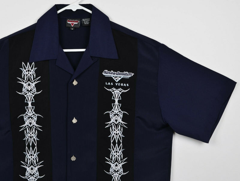 Harley-Davidson Cafe Men's Medium Tribal Spades Embroidered Panel Camp Shirt