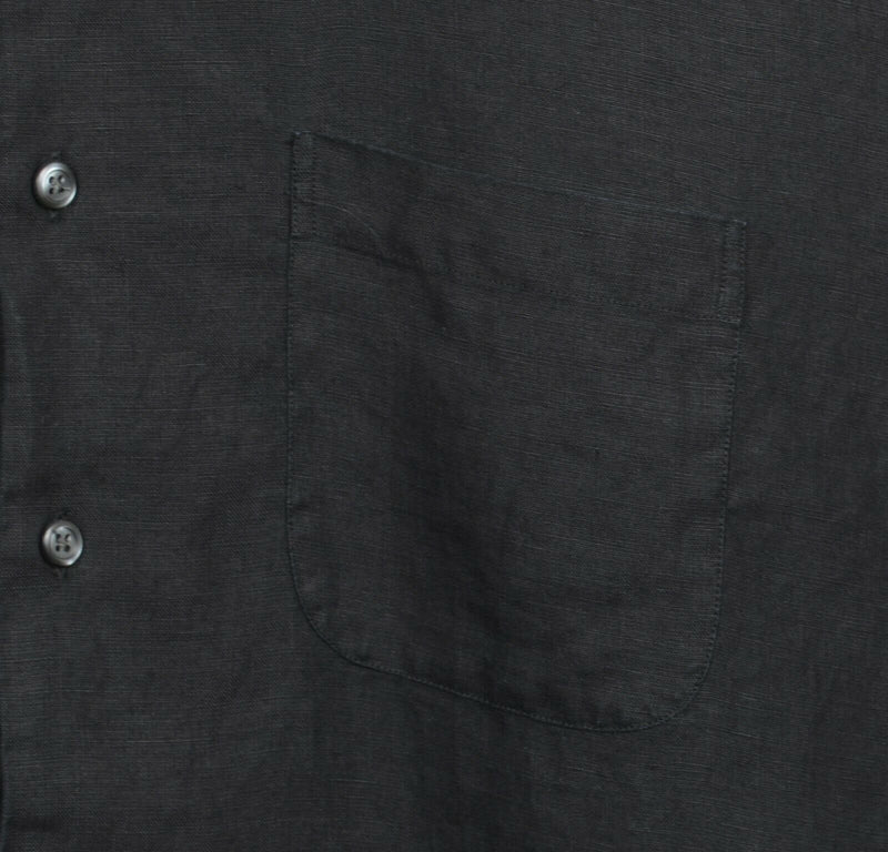 Brooks Brothers Men's Large 100% Irish Linen Solid Black Button-Front Shirt