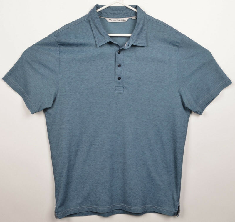 Travis Mathew Men's XL Blue Pima Cotton Polyester Blend Golf Polo Shirt