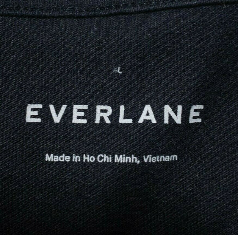 Everlane Henley T-Shirt Long Sleeve Solid Black Men's Large