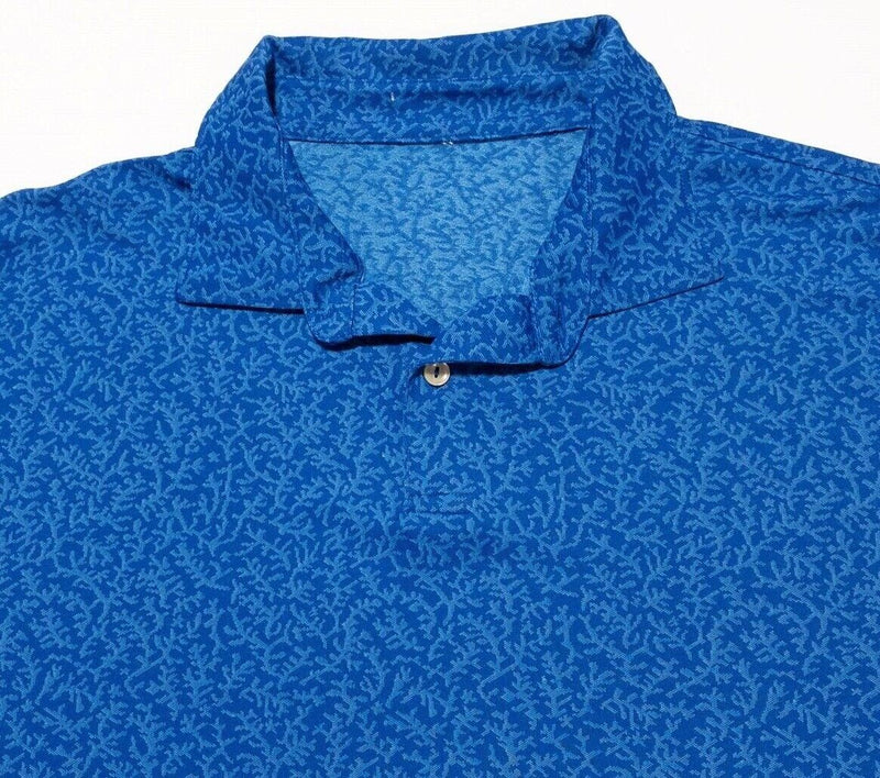 Peter Millar Summer Comfort Men's Fits XL Golf Shirt Blue Floral Pattern Wicking