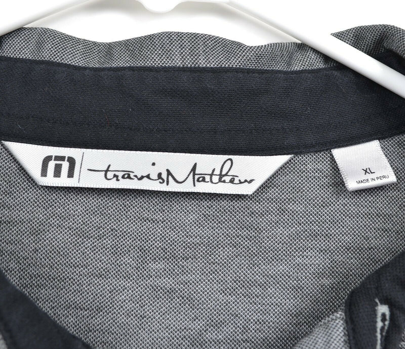 Travis Mathew Men's Sz XL Gray Black Two Tone Performance Golf Polo Shirt