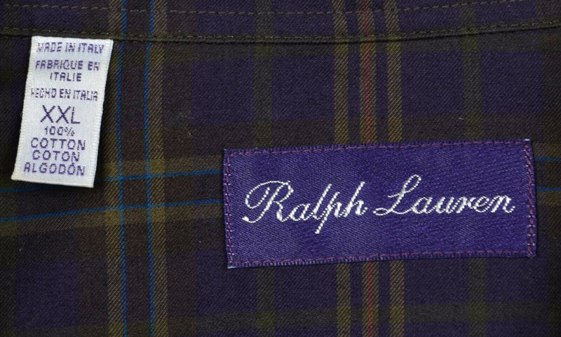 Ralph Lauren Purple Label Men's 2XL Purple Plaid RLPL Italy Button-Front Shirt