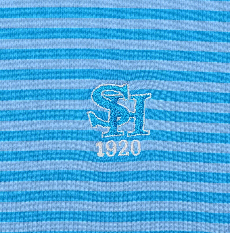 Peter Millar Summer Comfort Men's 2XL Blue Striped Wicking Golf Polo Shirt