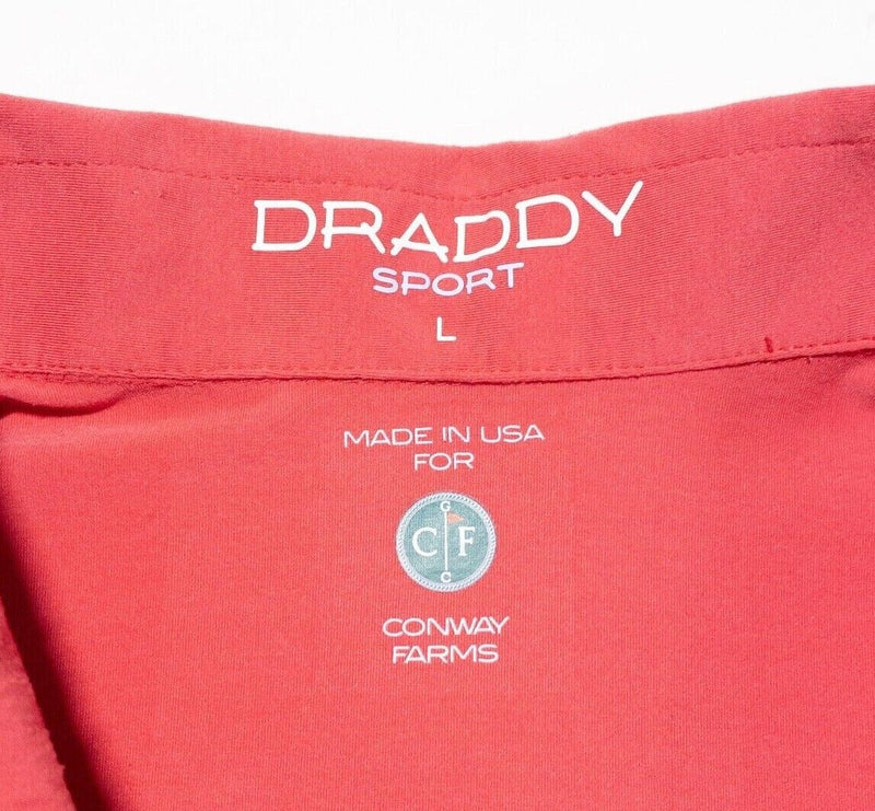 B. Draddy Sport Shirt Men's Large Golf Polo Pink Conway Farms Wicking Stretch