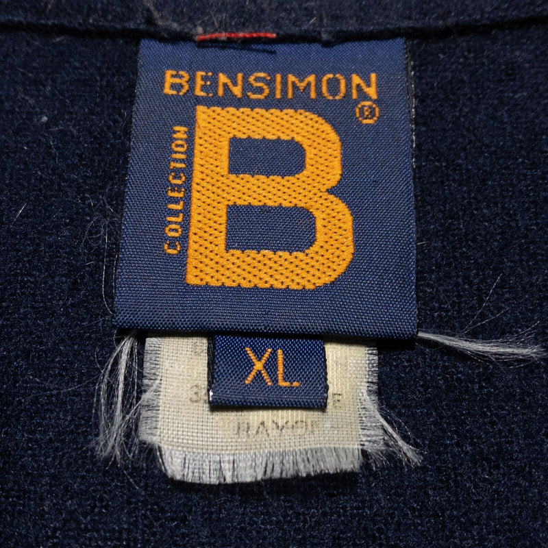 Bensimon CPO Shirt Jacket Men's XL Vintage 80s Wool Button-Front Navy Blue Knit