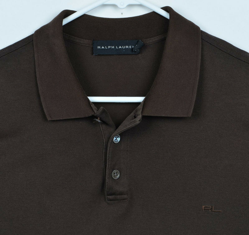 Ralph Lauren Black Label Men's Sz XL Cotton Elastane Brown RL Logo Polo Shirt