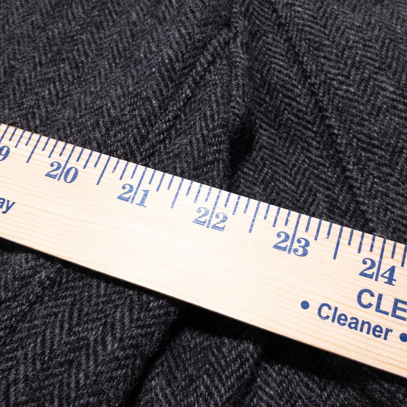 Faconnable Wool Herringbone Jacket Men Large Blazer Tweed Charcoal Gray 3-Button
