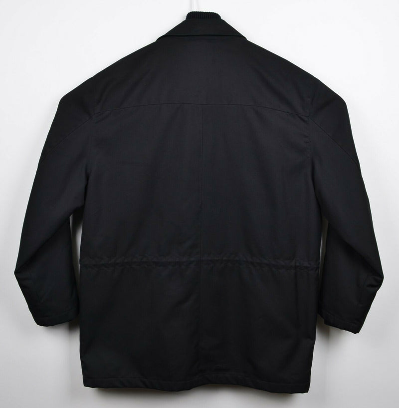 Jhane Barnes Men's 44 Solid Black Double Layer Full Zip Collared Jacket