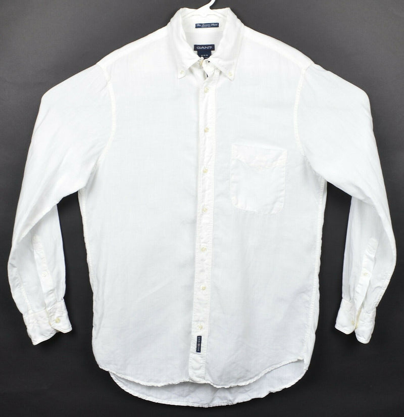 GANT Men's Sz Medium 100% Linen White Vacation Resort Button-Down Shirt