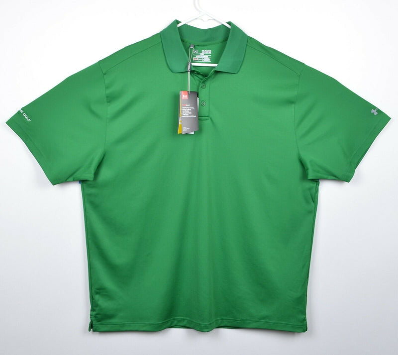 Under Armor Men's Sz 2XLT Loose Solid Green UA HeatGear Polo Shirt