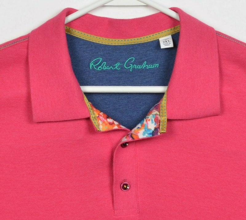 Robert Graham Men's 2XL (Classic Fit) Hot Pink Cotton Modal Blend Polo Shirt