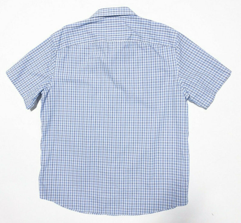 UNTUCKit XXL Slim Shirt Mens Wrinkle Free Blue Check Short Sleeve Button-Front