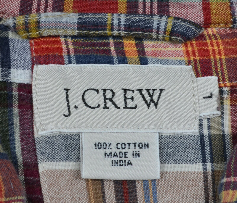J. Crew Men's Large Patchwork Plaid India Madras Long Sleeve Button-Down Shirt
