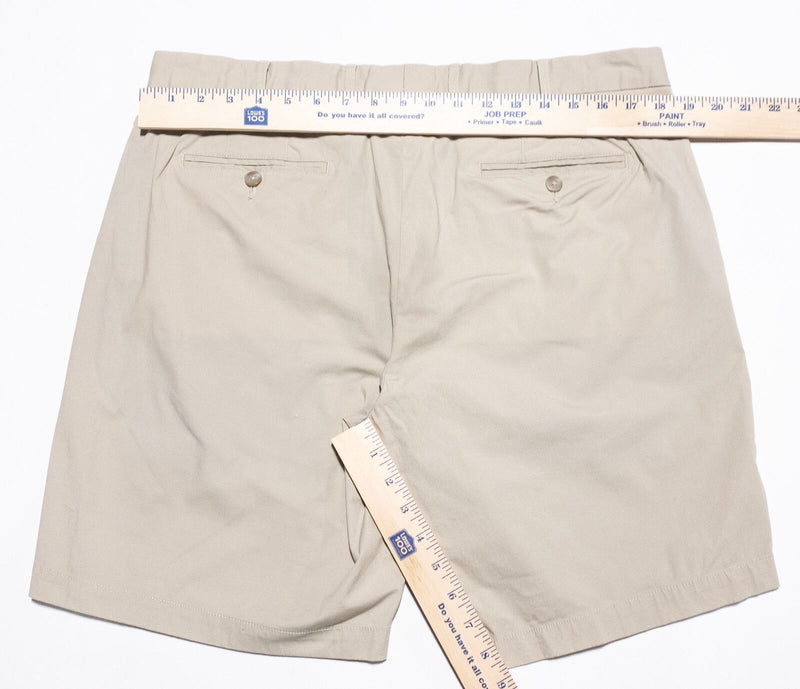 Peter Millar Khaki Chino Shorts Men's 36 Crown Comfort Solid Beige Cotton Blend