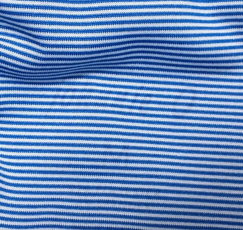 johnnie-O Prep Formance Medium Polo Shirt Golf Wicking Blue Striped Swan Preppy