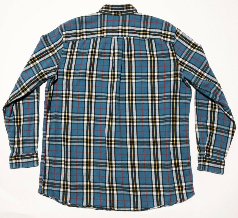 L.L. Bean Men's Scotch Plaid Flannel Shirt Teal Blue Plaid Button-Down XL Tall