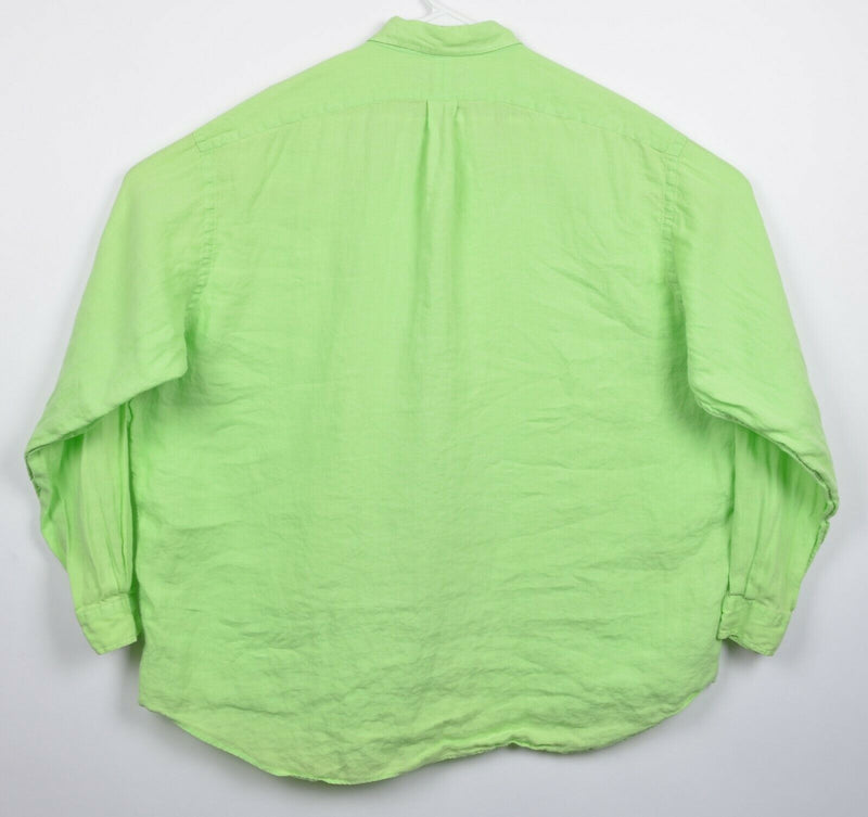 Polo Ralph Lauren Men's 2XL 100% Linen Lime Green "Blake" Button-Down Shirt