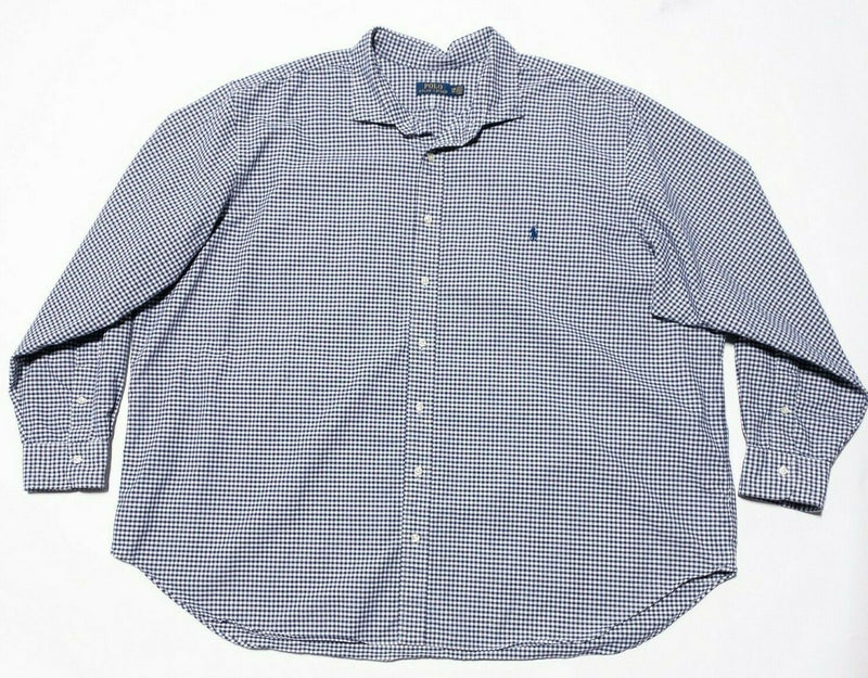 Polo Ralph Lauren Men's 4XB (4XL Big) Blue White Check Button-Front Shirt