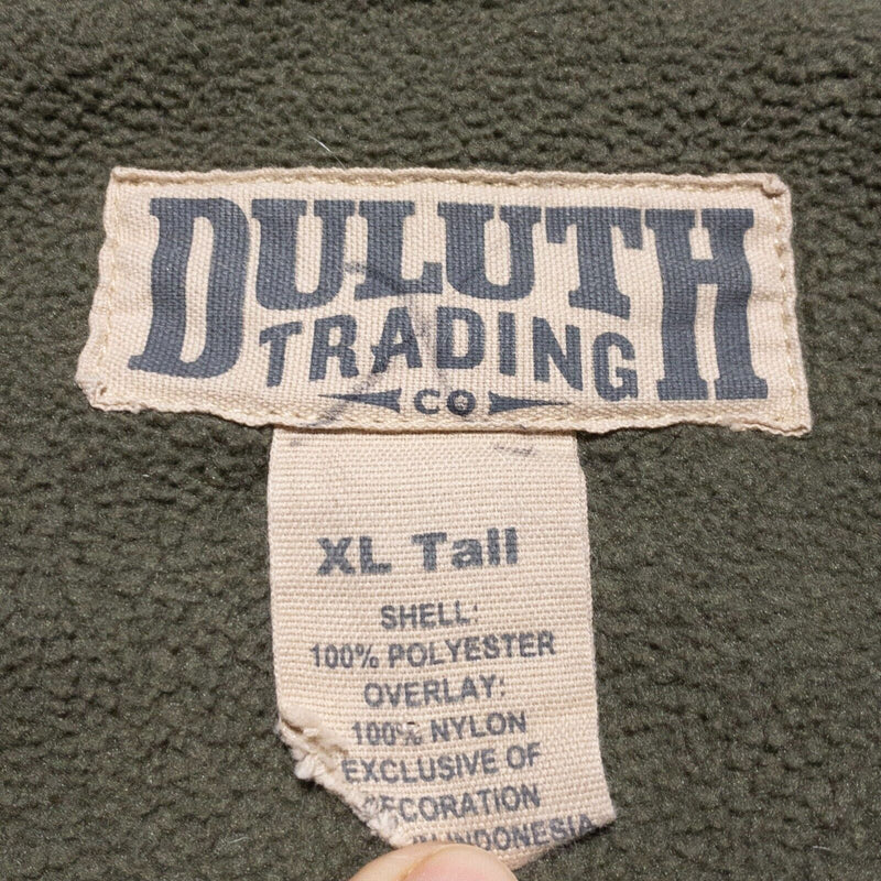 Duluth Trading Fleece Vest Men's XLT Tall Full Zip Olive Green Black Casual