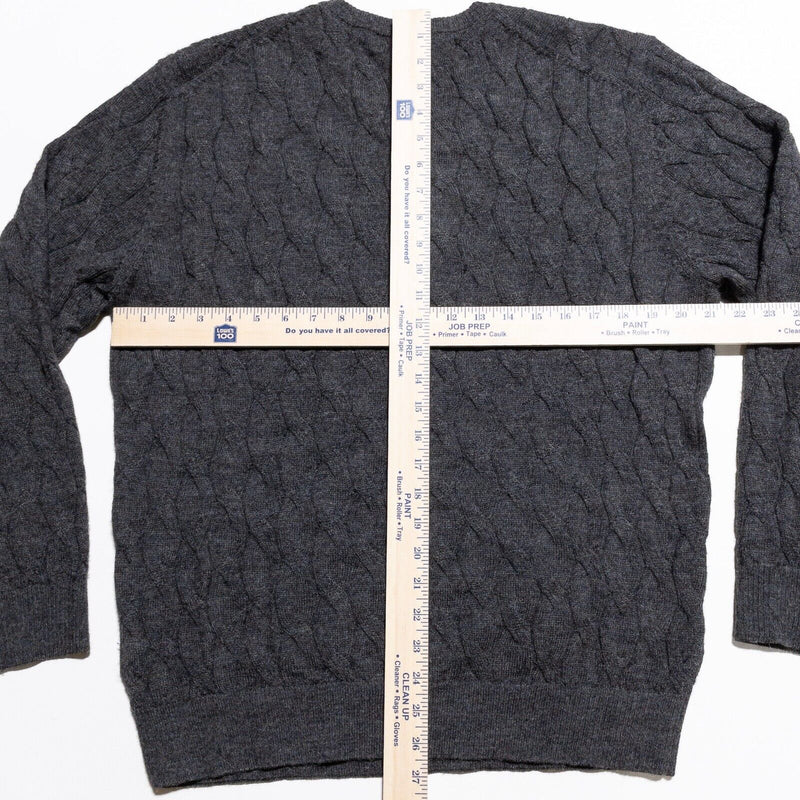 Daniel Cremieux Alpaca Sweater Men's Large Cable-Knit Pullover V-Neck Gray