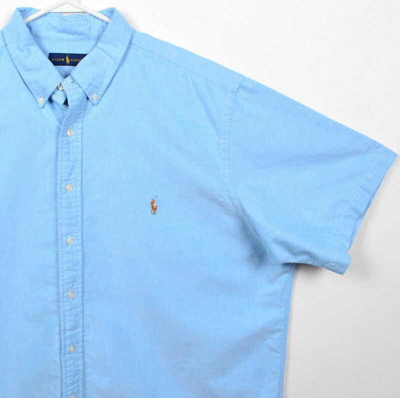 Polo Ralph Lauren Men's 2XB (2XL Big) Blue Short Sleeve Oxford Button-Down Shirt