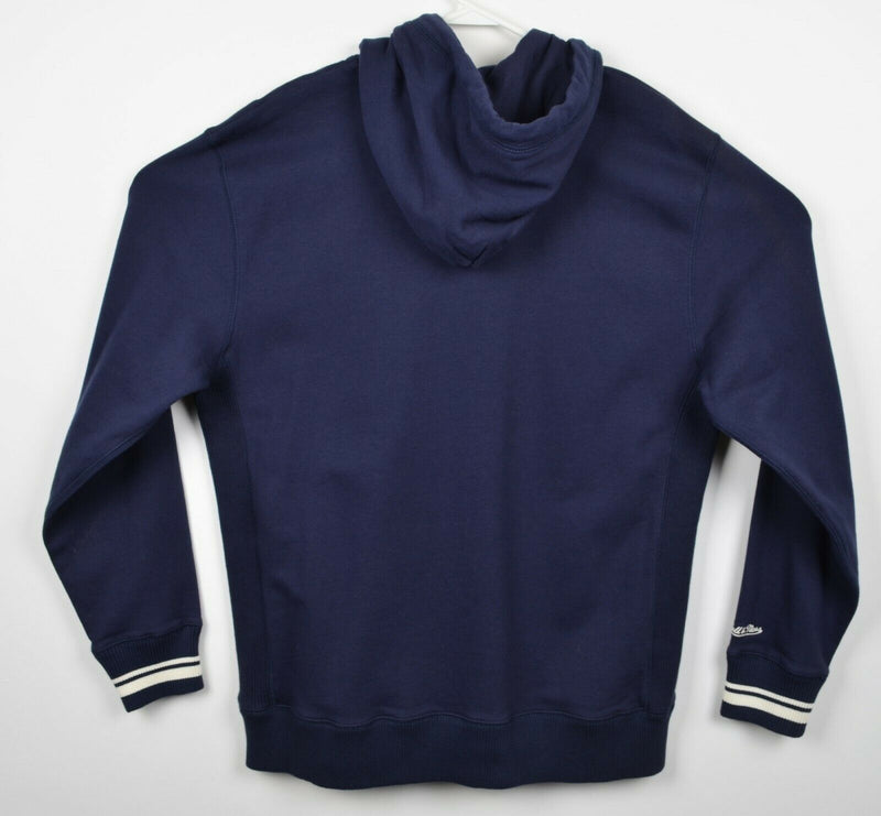 Mitchell & Ness Men's 2XL Navy Blue White Retro Full Zip Hoodie Sweatshirt