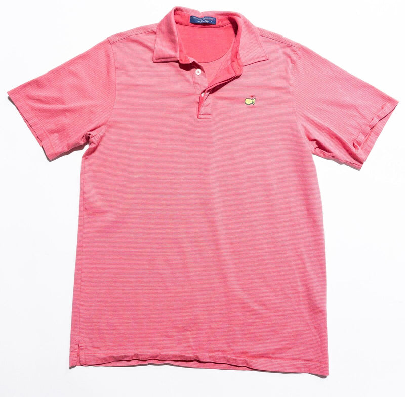 Clubhouse Collection Masters Polo Men's Large Pink Striped Italy Cotton Blend