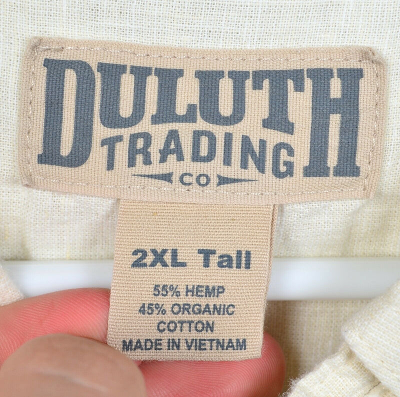 Duluth Trading Co Men's 2XLT Tall Hemp Blend Yellow/White Button-Down Shirt