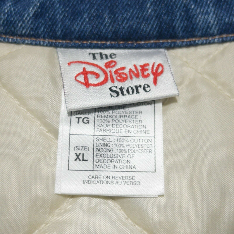 Vintage 90s Mickey Mouse Men's XL Disney Denim Varsity Embroidered Snap Jacket